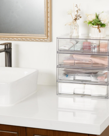 Clear Stackable Acrylic Storage Drawers, Desktop Organizer for Makeup, Cosmetics, Beauty Supplies and Bathroom Essentials