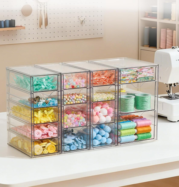 Clear Acrylic Desk Organizer with Multiple Drawers, Desktop Storage Cabinet for Pens, Makeup, Jewelry, Art Supplies and Office Essentials