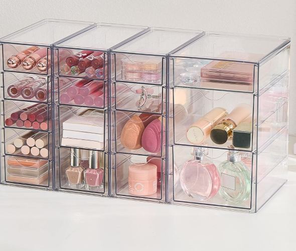 Clear Acrylic Desk Organizer with Multiple Drawers, Desktop Storage Cabinet for Pens, Makeup, Jewelry, Art Supplies and Office Essentials