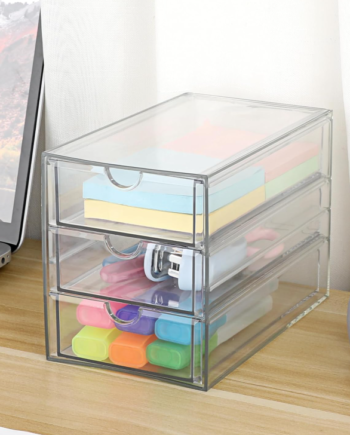 Clear Acrylic Drawer Organizer with 3 Drawers, Desktop Storage Box for Hair Accessories, Jewelry, Stationery and Office Supplies
