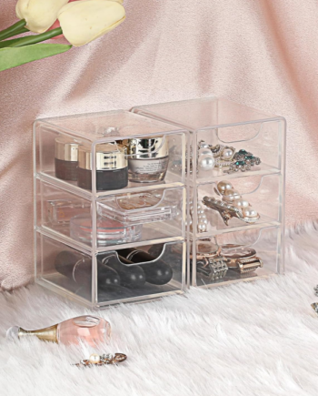 Clear Acrylic Desktop Organizer with Multi-Layer Drawers, Storage Box for Office Supplies, Makeup, Jewelry and Small Accessories