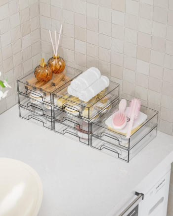 Clear Stackable Acrylic Storage Drawers, Desktop Organizer for Makeup, Office Supplies, Pens, Accessories and Craft Storage