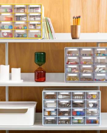 Clear Stackable Storage Cabinet with 16 Drawers, Desktop Organizer for Beads, Hardware, Craft Supplies and Office Accessories