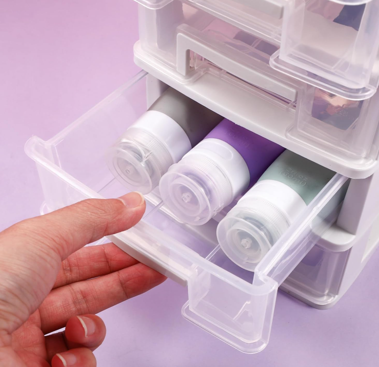 Clear Plastic Desktop Storage Cabinet with 5 Drawers, Portable Organizer for Stationery, Office Supplies and Craft Storage