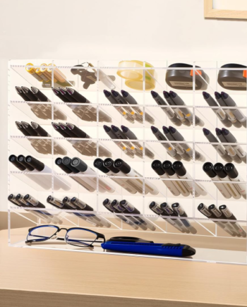 Multi-compartment clear acrylic marker organizer – desktop stand for markers, pens, pencils, and art supplies