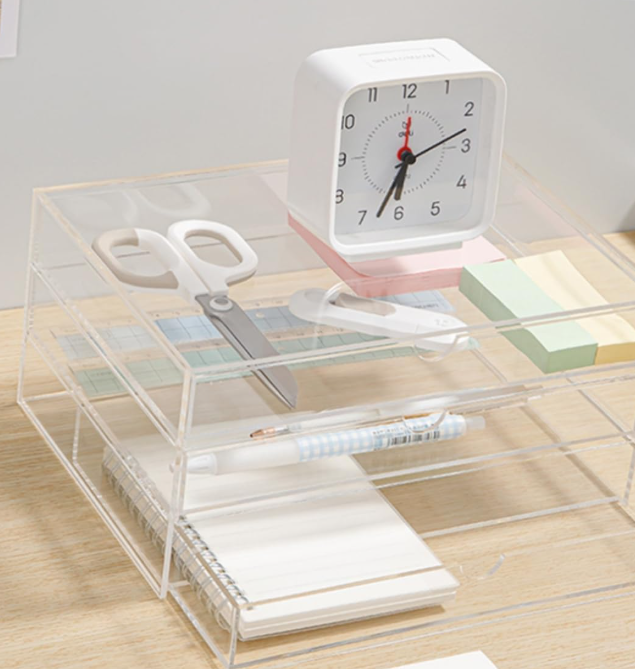 Clear acrylic desktop organizer with drawers – storage box for cosmetics, jewelry, and office supplies