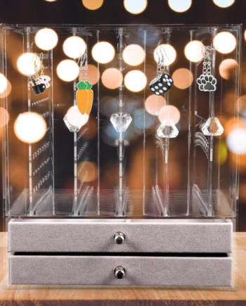 Two-tier clear acrylic jewelry organizer with drawers – desktop storage box for earrings, necklaces, rings, and accessories