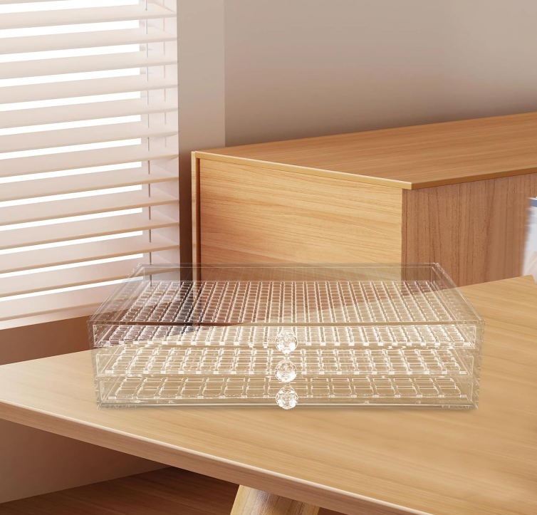 Clear Acrylic Storage Box with Multi-Layer Drawers, Compartment Organizer for Nail Tools, Jewelry, Crafts and Desktop Supplies