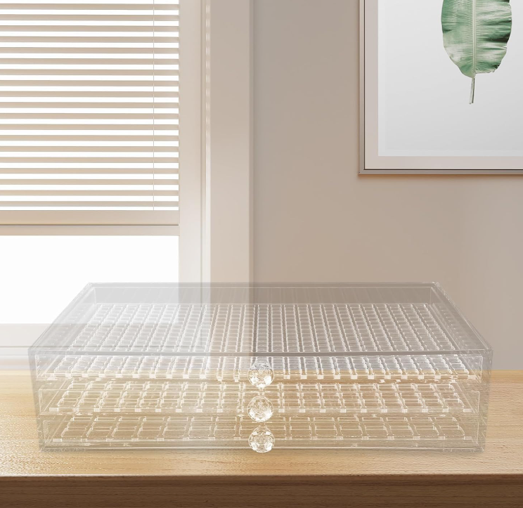 Clear Acrylic Storage Box with Multi-Layer Drawers, Compartment Organizer for Nail Tools, Jewelry, Crafts and Desktop Supplies