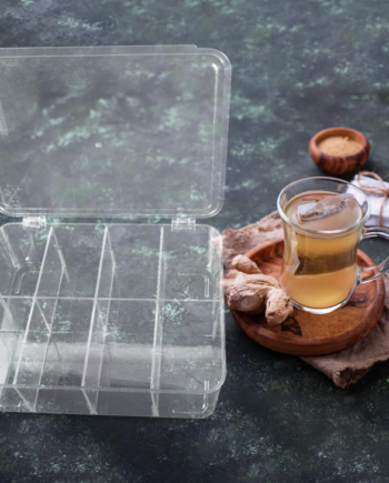 Clear Acrylic Tea Bag Organizer Box with Lid, Multi-Compartment Storage Container for Tea Bags, Coffee Packets and Kitchen Organization