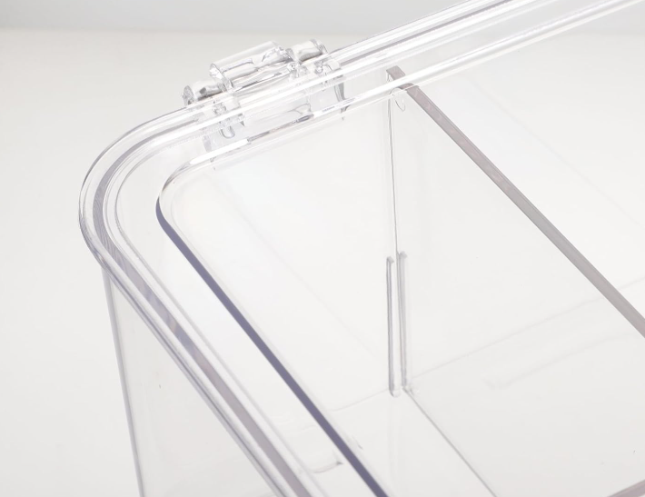 Clear Acrylic Tea Bag Organizer Box with Lid, Multi-Compartment Storage Container for Tea Bags, Coffee Packets and Kitchen Organization