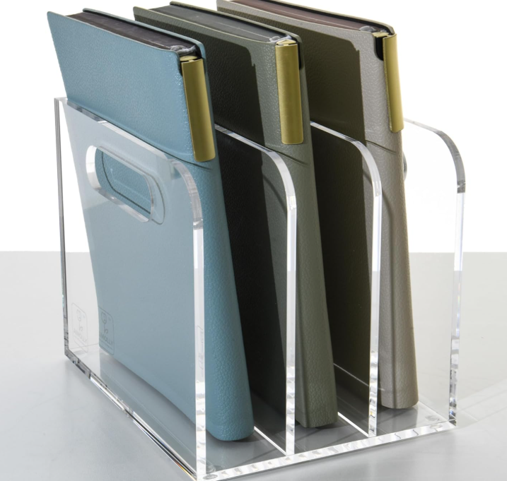 Clear Acrylic File Organizer with 3 Vertical Compartments, Desktop Document Holder for Files, Magazines and Office Supplies
